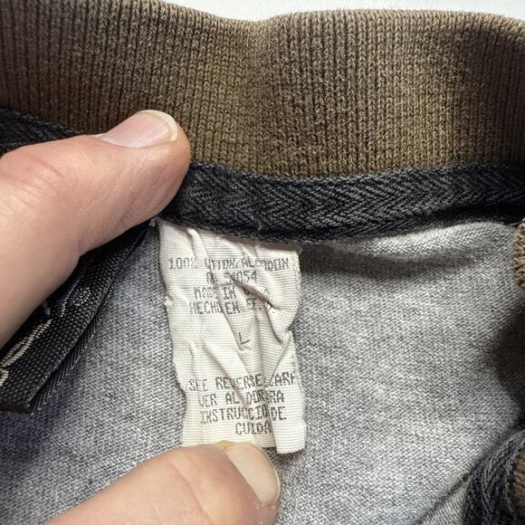 Vtg Bugle Boy Shirt Men Sz L 1/4 Button Striped Logo Stitched Collar READ - Picture 4 of 12